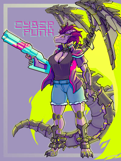 dragon cyberpunk oc commission